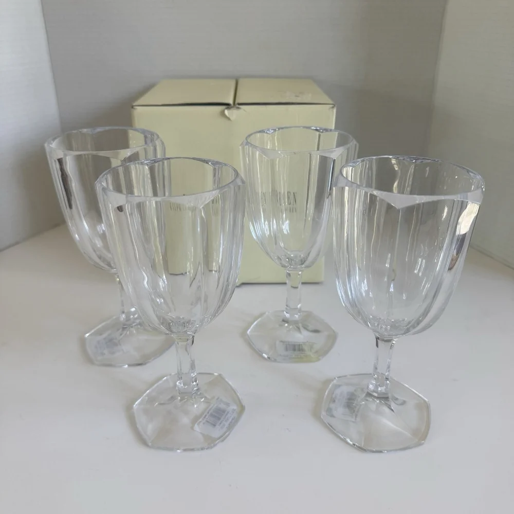 Ralph Lauren Lumiere Crystal Goblets, Etched LRL Set Of 4 RARE**